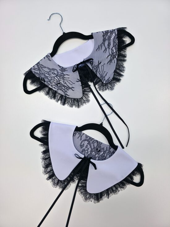 Divpusējā apkaklīte MELNBALTĀ